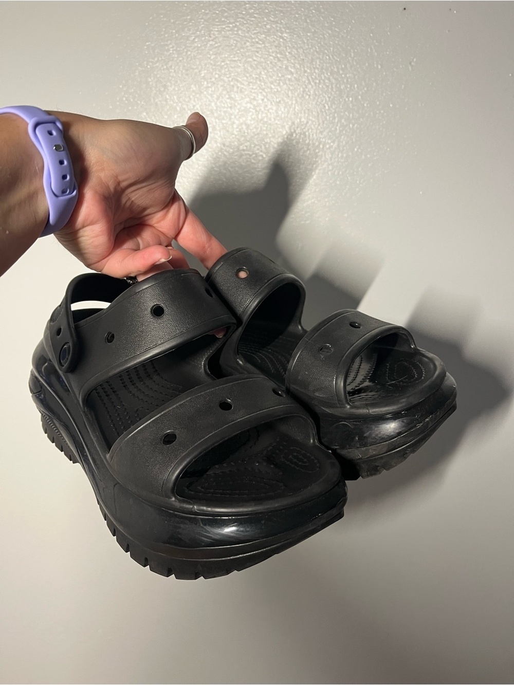 Black Platform crocs Sandals